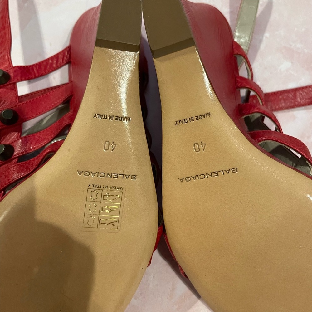 Sale! New Balenciaga Red Gladiator Wedge Red with black studs - Picture 6 of 9